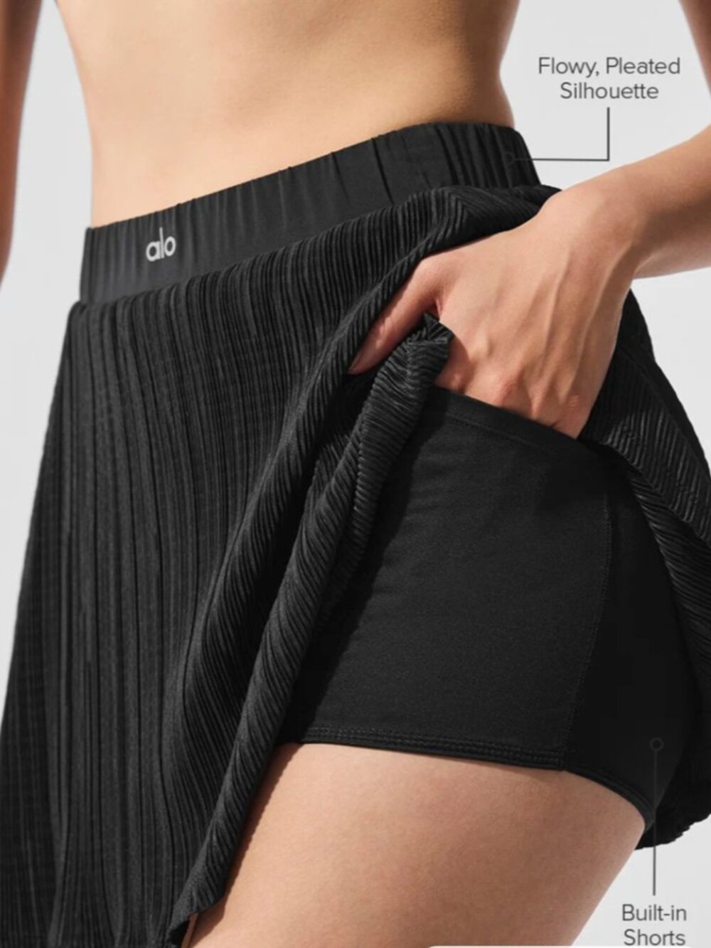 Alo Yoga Micro Plisse Tennis Skirt | Black | Medium | NWT